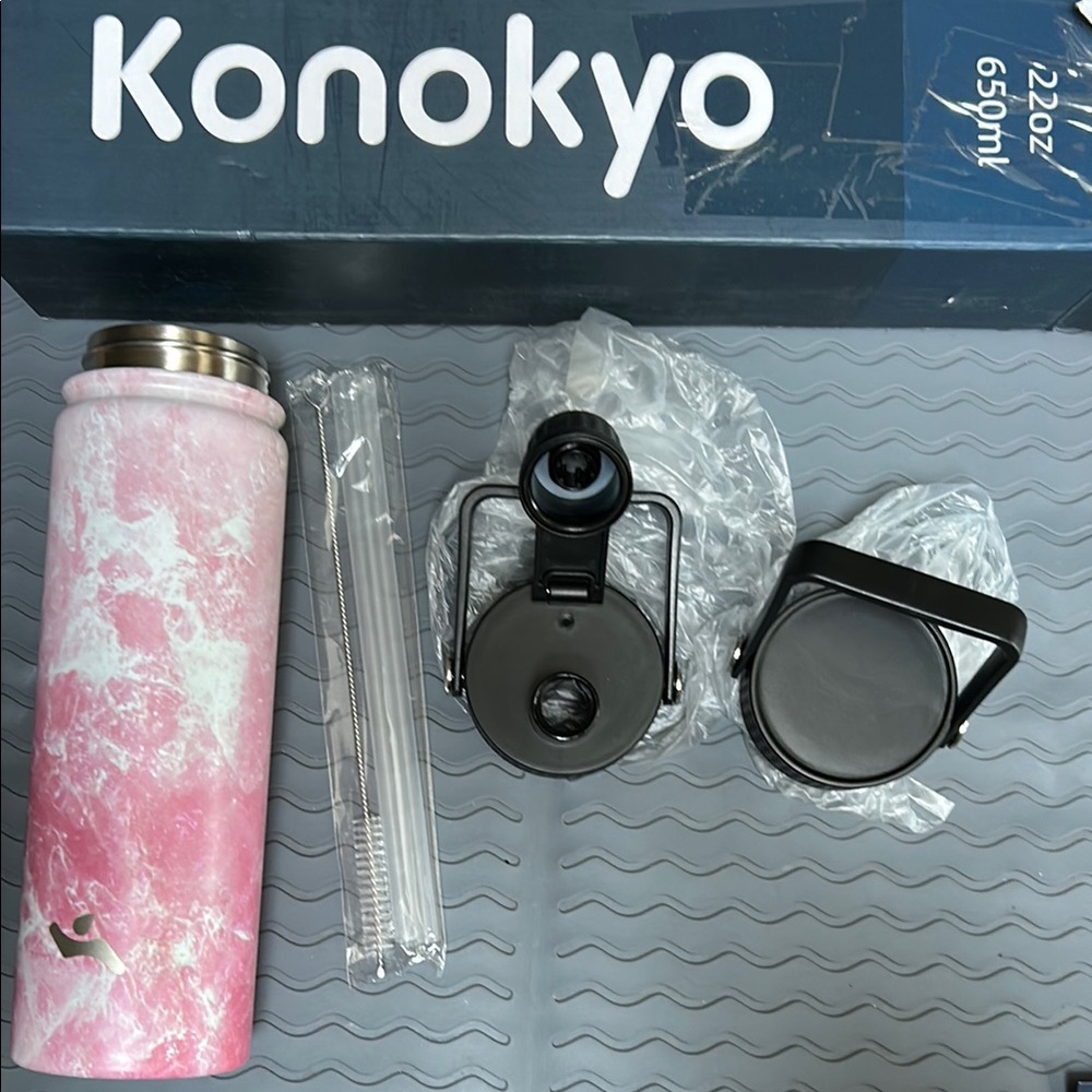 Pink and White Glitter Tumbler with Straw